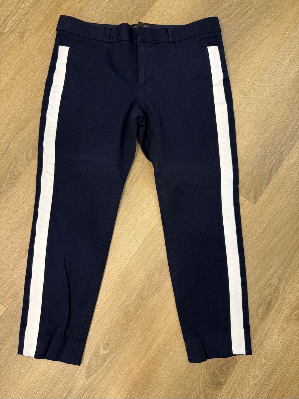 Banana Republic Navy Ankle Pants with White Side Stripes
